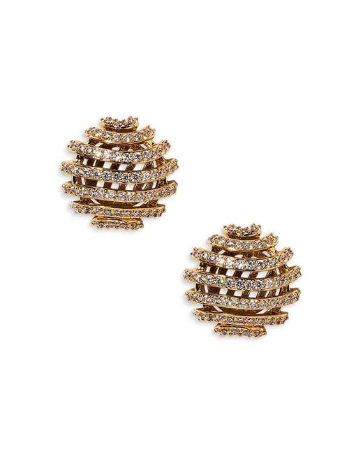 Nadri Metallic Pisa Open Pave 18K Plated Stud Earrings, 0.6 Diameter