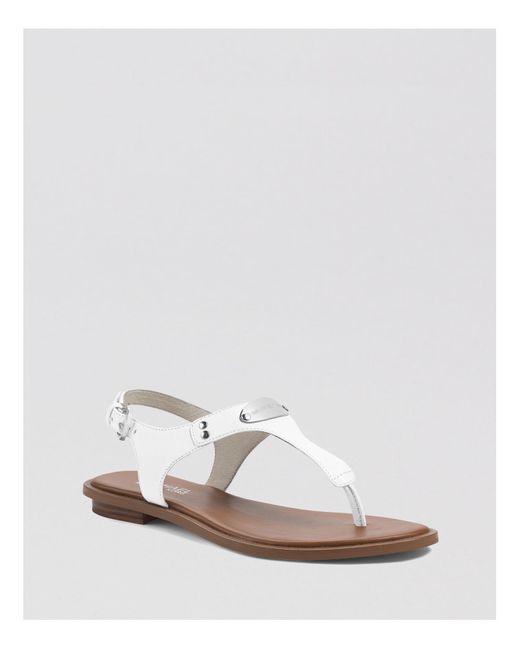 michael kors plate thong sandals white
