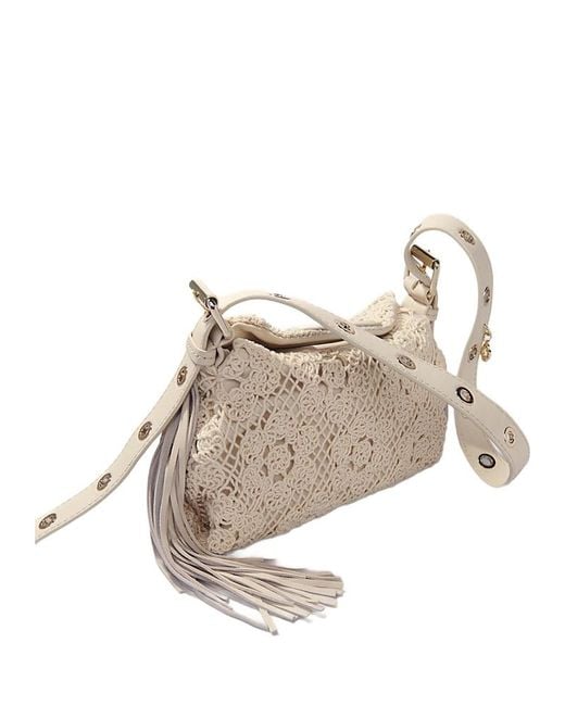 Maje Natural Crochet Knit Mini Bag