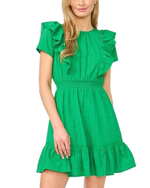 Cece Green Ruffled Mini Dress