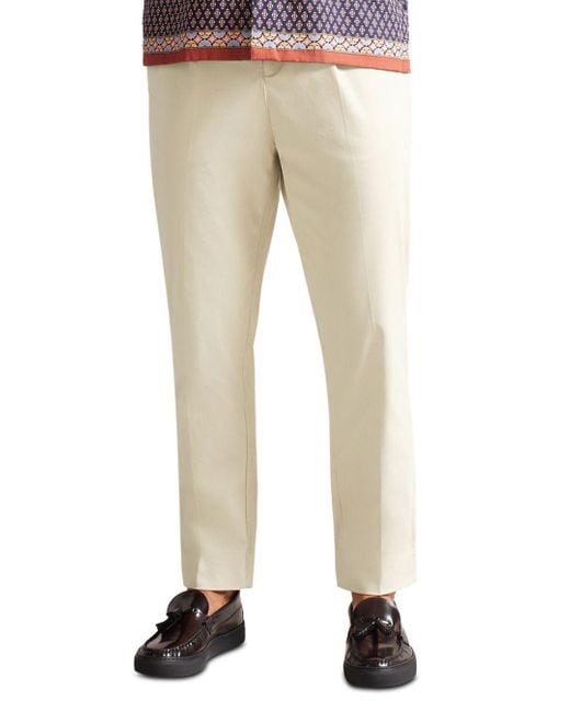 Ted Baker Cotton Alston Camburn Regular Fit Trousers in Stone (Natural ...