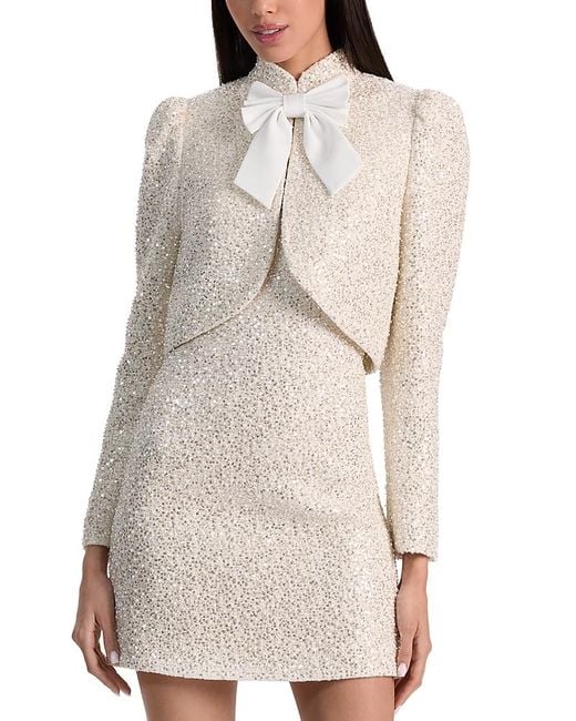 Alice + Olivia White Ilaria Embellished Cropped Jacket