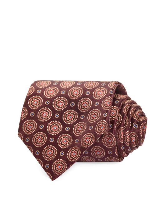 Canali Large Circle Medallion Silk Classic Tie in Dark Red (Red) for ...
