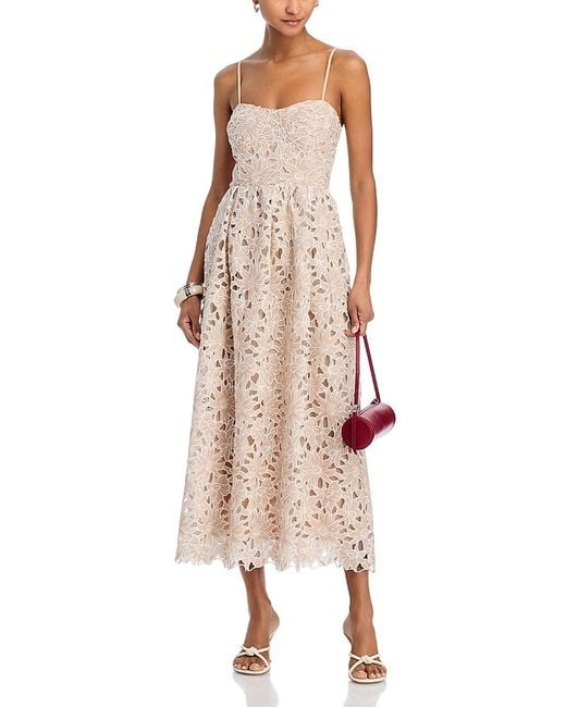 Aqua Lace Midi Dress in Pink | Lyst
