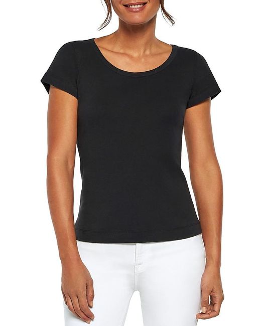 Three Dots Black Round Neck Slim Fit Tee