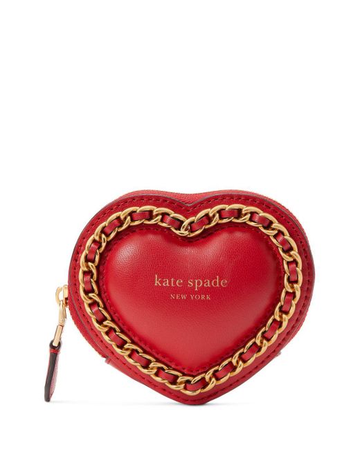Kate Spade Amour Puffy Leather Heart Coin Purse in Red | Lyst