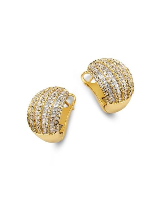 Bloomingdale's Fine Collection Metallic Diamond Round & Baguette Dome Earrings