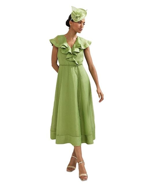 Phase Eight Green Annette Frill Dress