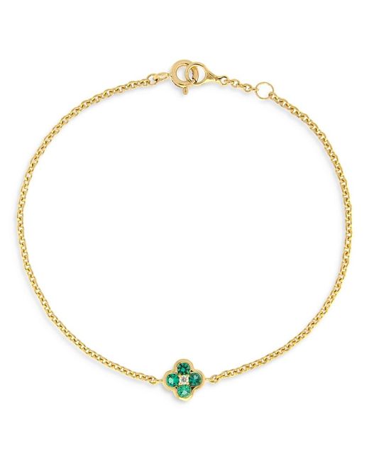 Bloomingdale's Fine Collection Metallic Emerald & Diamond Bezel Clover Chain Link Bracelet