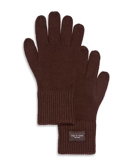 Rag & Bone Brown Blake Knit Gloves