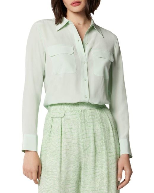 Equipment Equipt Slim Signature Silk Blouse in Green Lyst