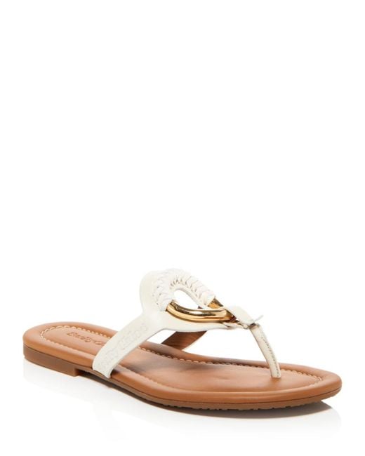 See By Chloé Leather Hana Thong Sandals in Natural | Lyst UK