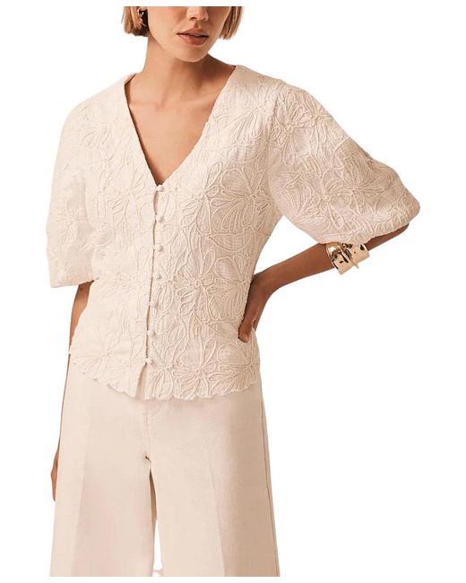 Mint Velvet Women's Natural Embroidered Detail Top