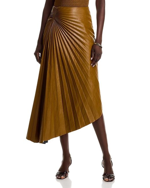 A.L.C. Natural A. L.C. Tracy Asymmetric Pleated Vegan Leather Skirt