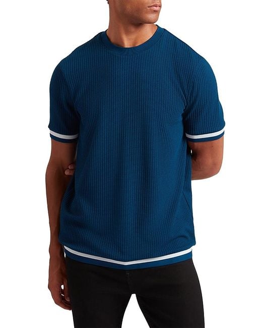 Ted Baker Blue Ivanan Short Sleeve Rib Textured Tee for men