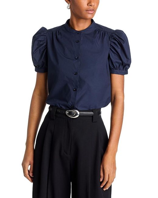 FRAME Blue The Gathered Top