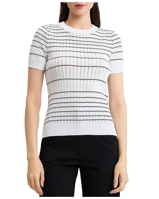 Misook White Striped Soft Knit Top