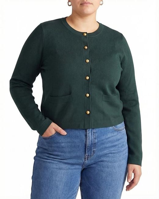 UNIVERSAL STANDARD Green Plus Gabrielle Button-Front Cardigan