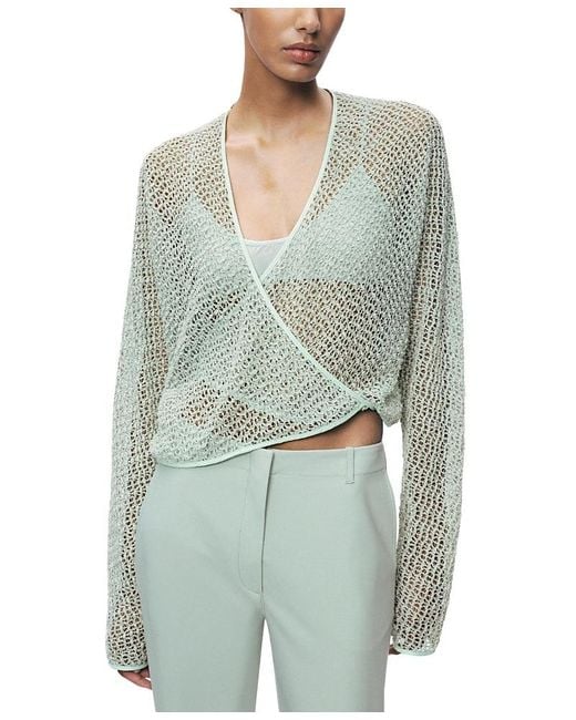 Nocturne Green Wrap Mesh Blouse