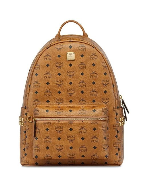 MCM Brown Stark Vi Logo Pattern Backpack for men