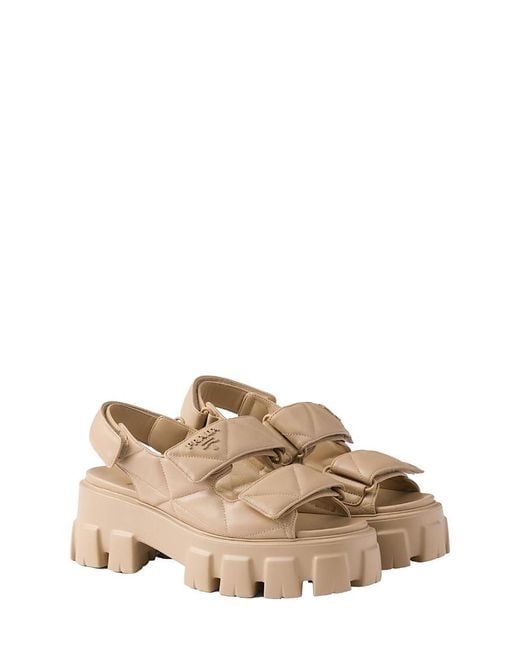 Prada Natural Monolith Nappa Leather Sandals