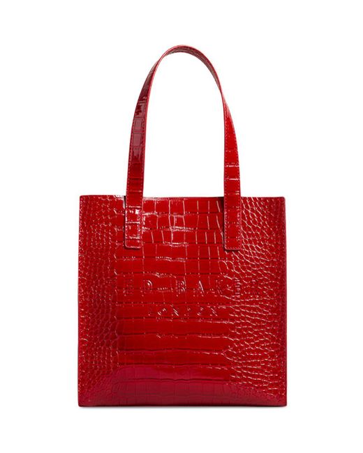 Ted Baker Icon Small Croc Embossed Tote in Red | Lyst