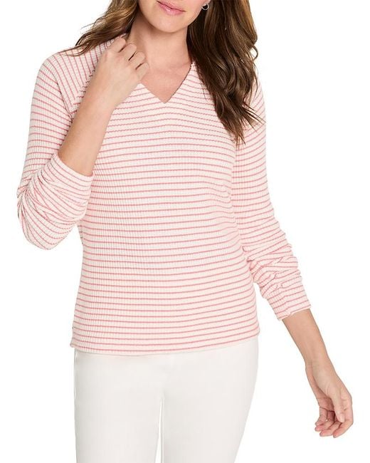 NIC+ZOE Pink Soft Thermal Split Neck Top