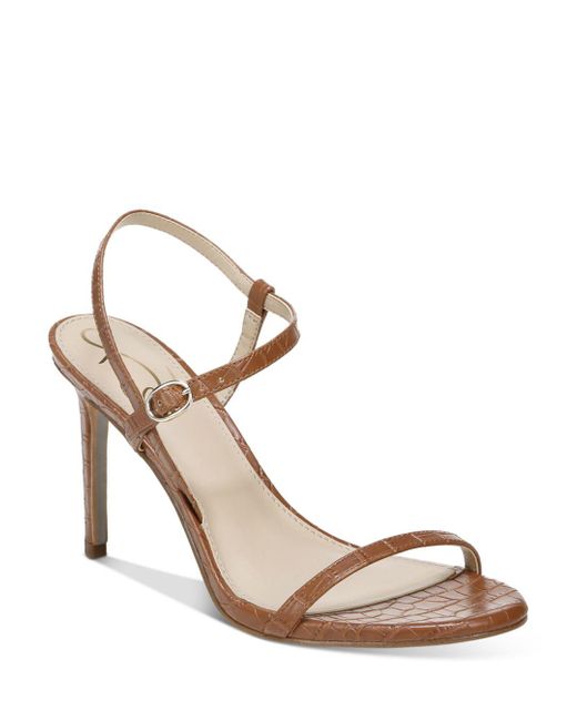 Sam Edelman Doran Croc Embossed High Heel Sandals in Brown | Lyst