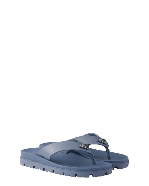 Prada Blue Rubber Thong Sandals for men