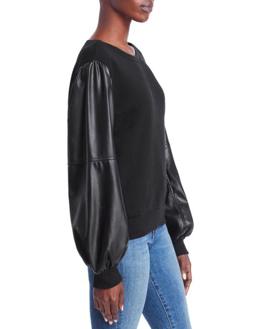 Finley Faux Leather Sleeve Sweatshirt 