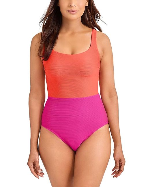 Tommy Bahama Pink Ocean Point Colorblocked One Piece Swimsuit