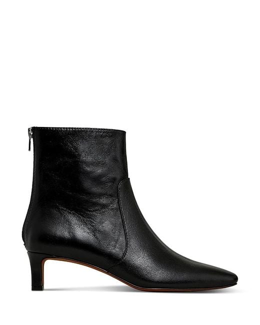 Madewell Women's Black The Dimes Crinkled Leather Kitten Heel Boots