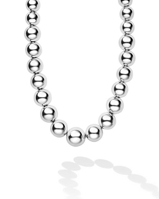 Lagos Metallic Sterling Caviar Bubbly Graduated Bead Collar Necklace, 18