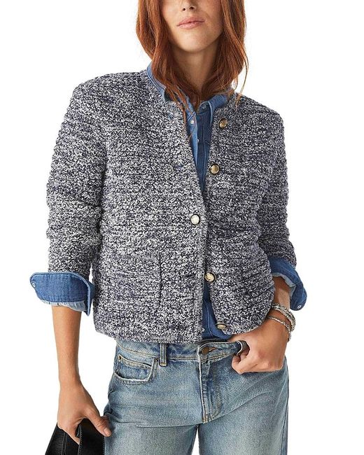Ba&sh Blue Guspa Cropped Cardigan