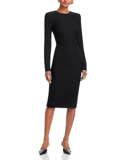 Victoria Beckham Women's Black Long Sleeve Fitted T Shirt Dress