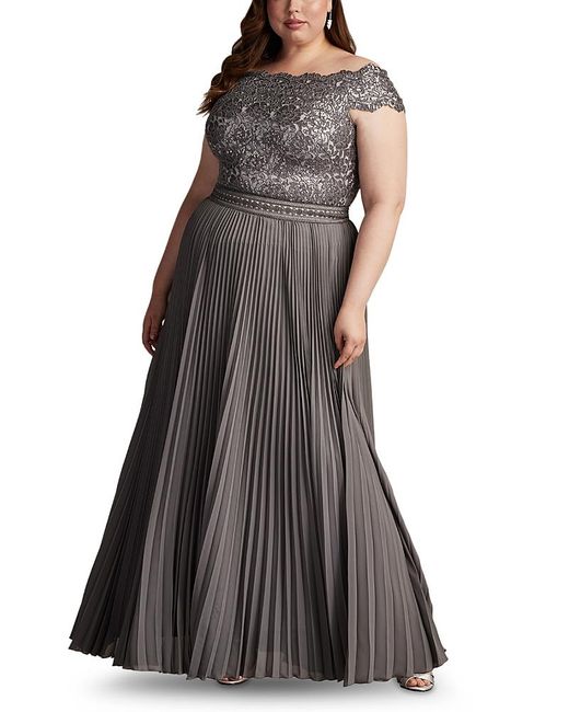 Tadashi Shoji Black Bode Sequin Embroidered Lace And Tulle Gown