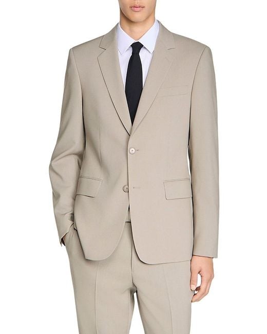 Sandro Natural Wool Suit Jacket for men