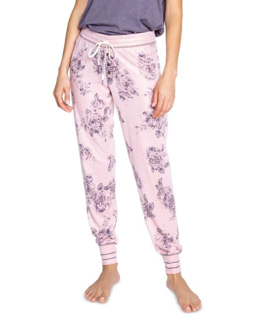 Pj Salvage Synthetic La Vie En Rose Printed Pajama Pants in Pink Clay
