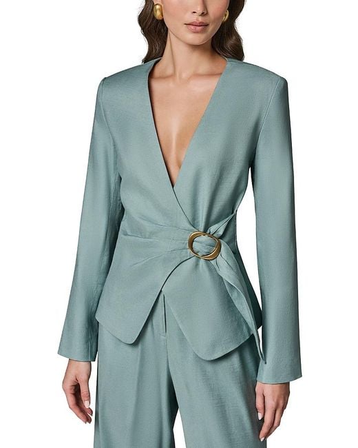 Donna Karan Blue Buckled Wrap Blazer