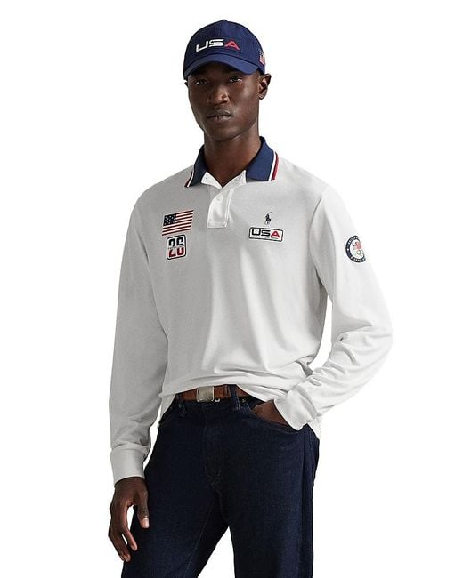 Polo Ralph Lauren Gray Team Usa Performance Mesh Polo Shirt for men