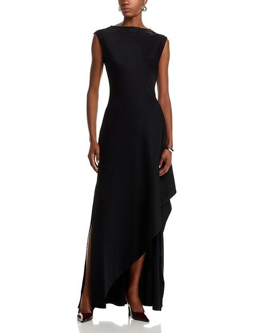 Jason Wu Black Crepe Back Satin Asymmetrical Gown