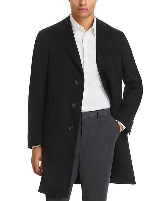 Canali Black Kei Wool & Cashmere Quilted Lining Top Coat for men