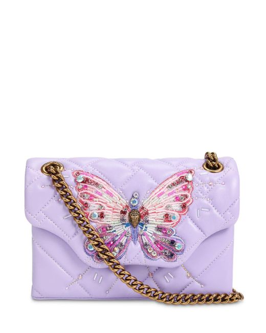 Kurt Geiger Kensington Mini Butterfly Quilted Shoulder Bag in Purple