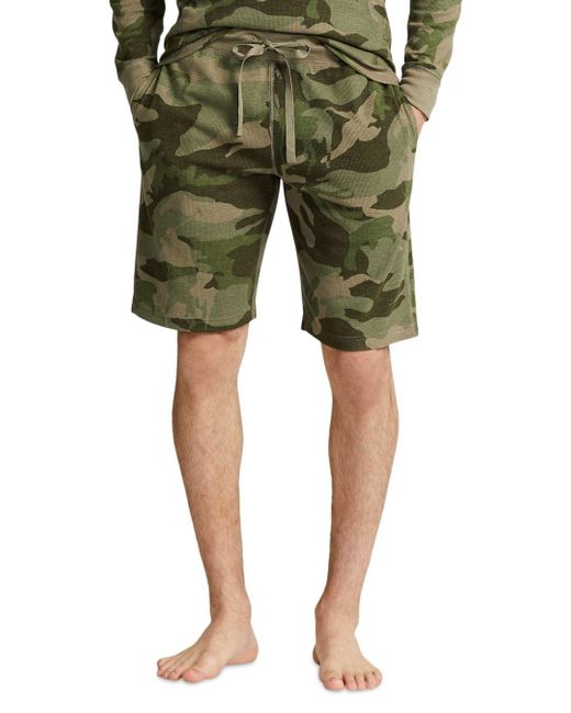 Polo Ralph Lauren Cotton Blend Waffle Knit Enzyme Washed Camouflage Sleep  Shorts in Green for Men | Lyst