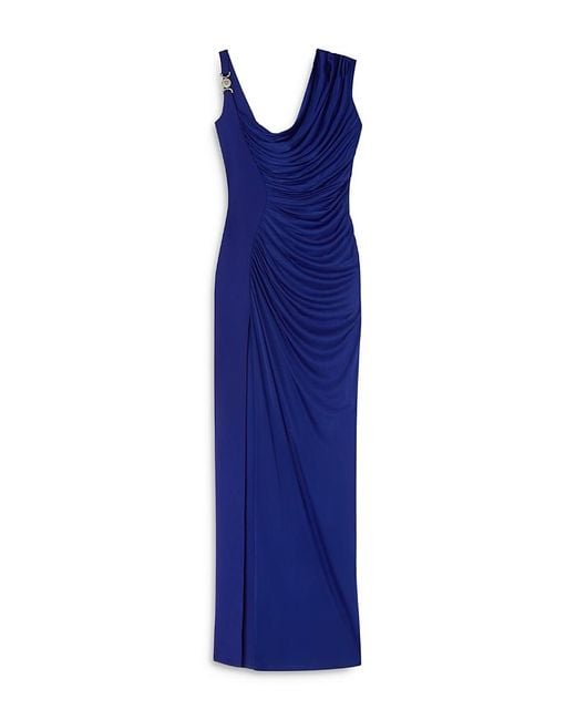 Versace Blue Long Dress With Draping