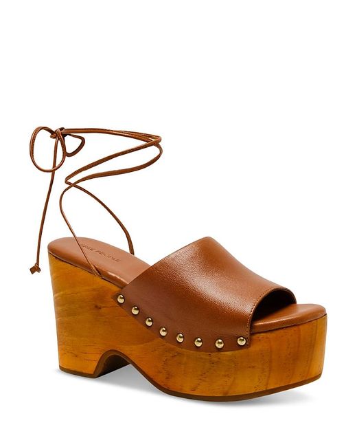 Free People Brown Front Row Ankle Tie Clogs