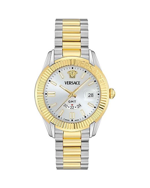 Versace Metallic Greca Gmt Fluted 41Mm for men