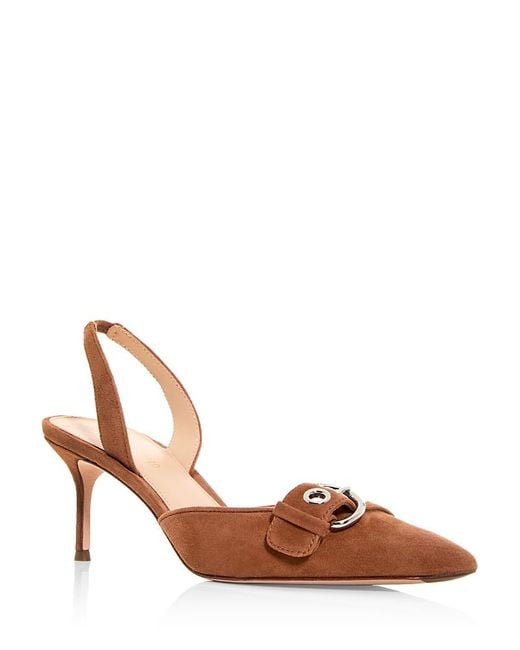 Veronica Beard Brown Roxy Buckle Slingback Pumps