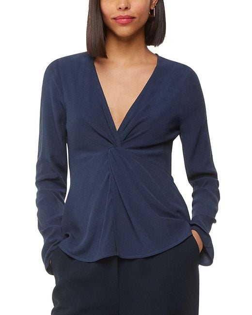 Whistles Blue Twist Front Crinkle Top
