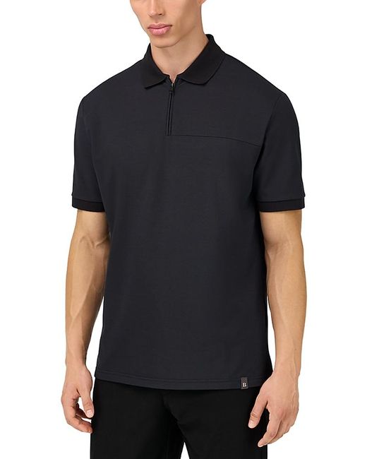BOGGI Men's Black Cool Jade Half Zip Polo Shirt